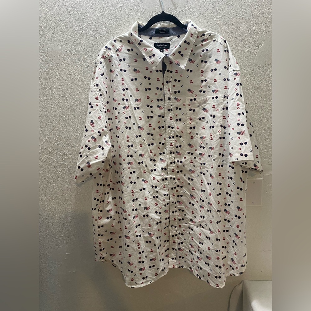 Eighty Eight Platinum Shirt Mens 5X White Excellent Patriotic Cotton Button Down